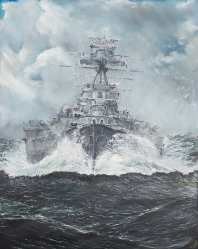 A HMS Hood Bismarck felé tart, 1941. május 23., 2014. (Olaj, vászon) alkotó: Vincent Alexander Booth