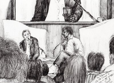 Interjú Hay on Wye-ban, 2007, (tinta, papír) alkotó: Vincent Alexander Booth