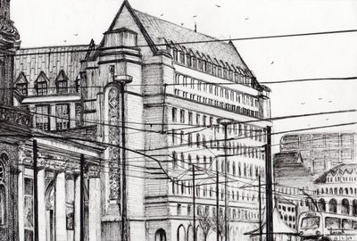 Manchesteri városháza, 2007, (tinta papíron) alkotó: Vincent Alexander Booth