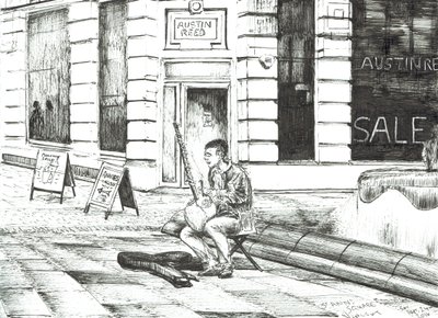 Zenész St. Anns Square, 2016, (Tinta papíron) alkotó: Vincent Alexander Booth