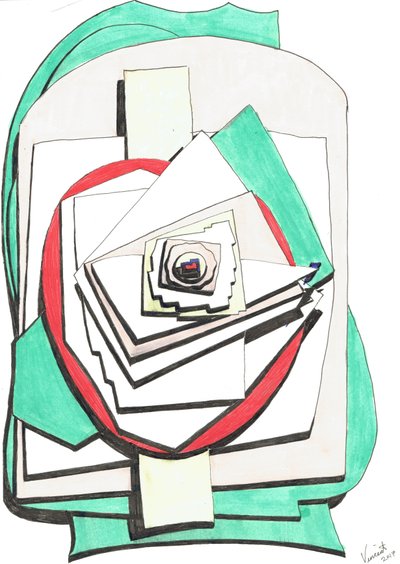 Vége, 2017, (színes tinta papíron) alkotó: Vincent Alexander Booth