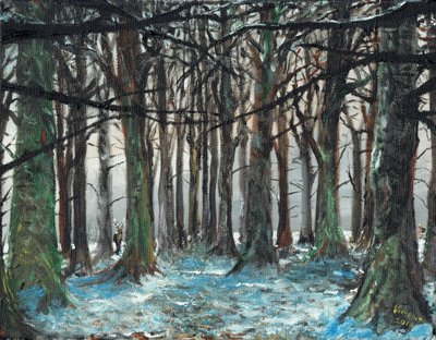 Stag and Runner Lyme Park, 2016, (olaj, vászon tábla) alkotó: Vincent Alexander Booth