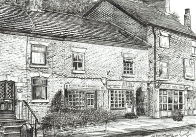 A Marple Bridge könyvesboltja, 2017 (tinta papíron) alkotó: Vincent Alexander Booth
