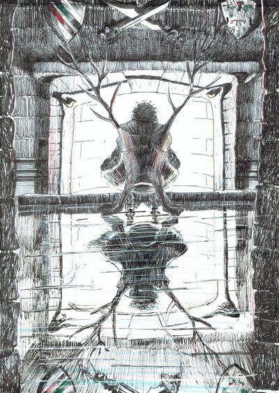 15. oldal, The Castle in the Forest of Findhorn, 2006, (tintával papíron) alkotó: Vincent Alexander Booth
