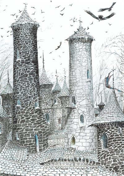 9. oldal, The Castle in the Forest of Findhorn, 2006, (tinta papíron) alkotó: Vincent Alexander Booth