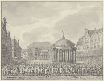 Esküt tett a haarlemi Grote Markt-ra vonatkozó kormányrendeletekre, 1787. szeptember 5-én alkotó: Vincent Jansz. van der Vinne (signed by artist)