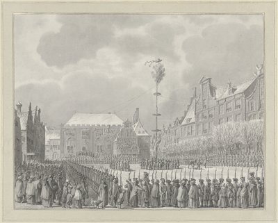 A Stadt-tulajdon eltörlése a haarlemi Grote Markt-on, 1795 alkotó: Vincent Jansz. van der Vinne