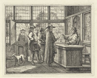 Belső arany mérleggel és ügyfelekkel alkotó: Vincent Laurensz. van der Vinne (II)