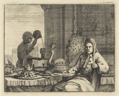 Férfi terített asztalnál alkotó: Vincent Laurensz. van der Vinne (II)