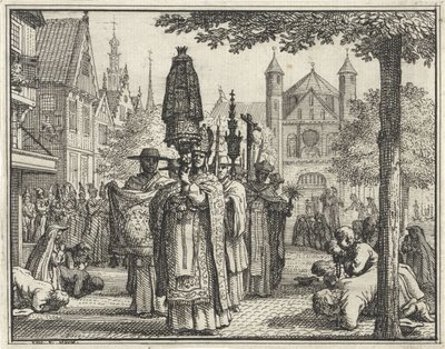 Felvonulás egy szoborral az utcán alkotó: Vincent Laurensz. van der Vinne (II)