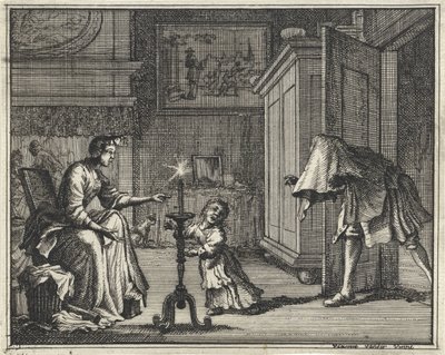 Apa megijeszt egy gyereket egy belső térben alkotó: Vincent Laurensz. van der Vinne (II)