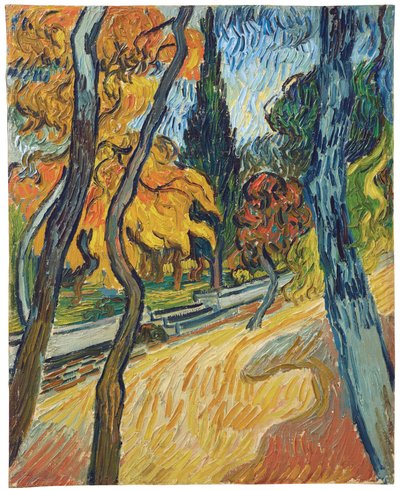 Fák a menedékház kertjében, 1889 alkotó: Vincent van Gogh