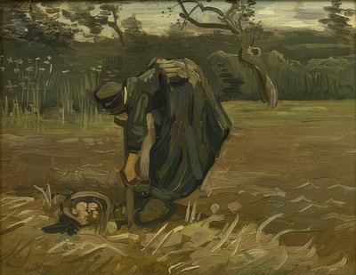 Farmer felesége burgonyát szüretel. 1885 alkotó: Vincent van Gogh