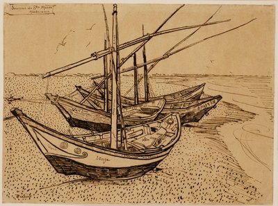 Horgászcsónakok a Saintes-Maries-de-la-Mer tengerpartján alkotó: Vincent van Gogh