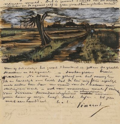 Kopfweide, Theo van Goghnak írt levél. 1882 alkotó: Vincent van Gogh