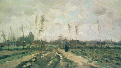 Táj templommal és házakkal, Nuenen, 1885 alkotó: Vincent van Gogh