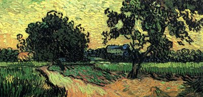 Tájkép az Auvers-i kastéllyal naplementében alkotó: Vincent van Gogh