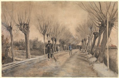 Road in Etten, 1881 (kréta, ceruza, pasztell, wc, toll és barna tinta) alkotó: Vincent van Gogh