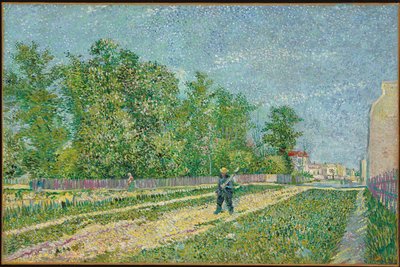 Út Párizs szélén, farmer ásót cipel a vállán, 1887 alkotó: Vincent van Gogh