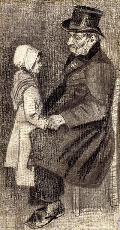Ülő Férfi Kislánnyal; Ülő férfi lánnyal, 1882 alkotó: Vincent van Gogh
