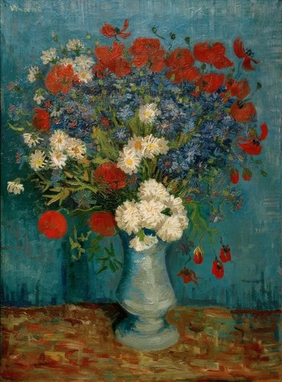 Csendélet: váza búzavirággal és mákkal alkotó: Vincent van Gogh