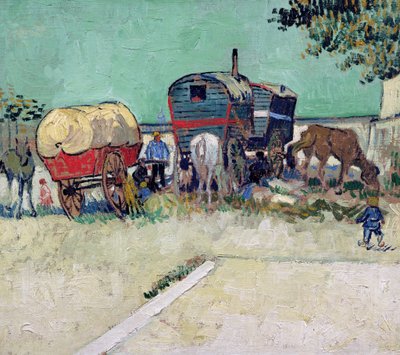 A karavánok, cigánytábor Arles közelében alkotó: Vincent van Gogh