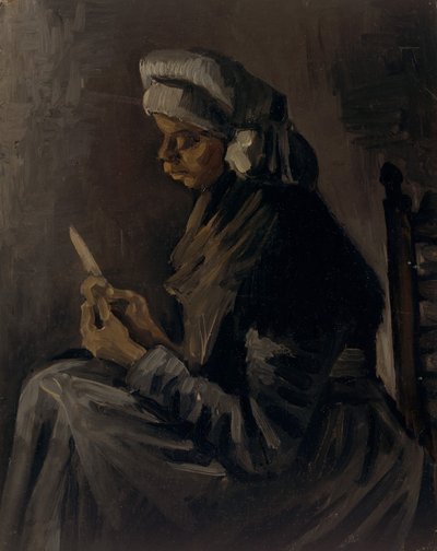 A burgonyahámozó hátoldala: Önarckép szalmakalappal, 1885. alkotó: Vincent van Gogh