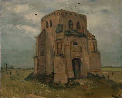 A régi templomtorony Nuenenben („A parasztok temetője”) alkotó: Vincent van Gogh