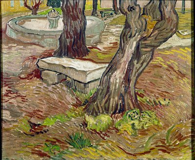 A Saint Paul menedékház (Saint Paul) parkja Saint-Remy-ben (Saint Remy) vagy Bench de Pierre. Vincent Van Gogh (1853-1890) festménye alkotó: Vincent van Gogh