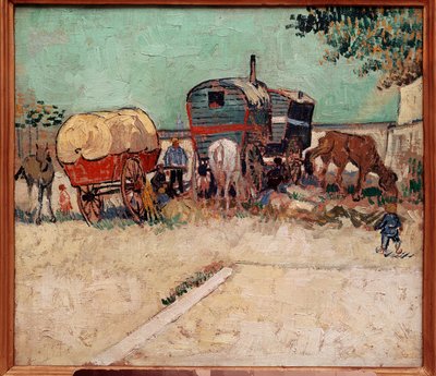 A trailerek, a bohémek tábora Arles környékén. Vincent Van Gogh (1853-1890) festménye alkotó: Vincent van Gogh
