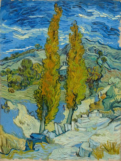 Két nyárfa az Alpillesben, Saint-Rémy mellett alkotó: Vincent van Gogh