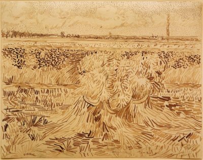 Búzamező gabonakötegekkel alkotó: Vincent van Gogh