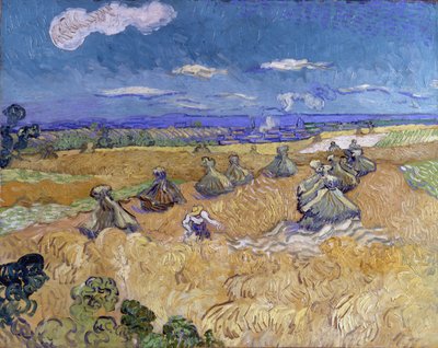 Búzakazalok és aratógép alkotó: Vincent van Gogh
