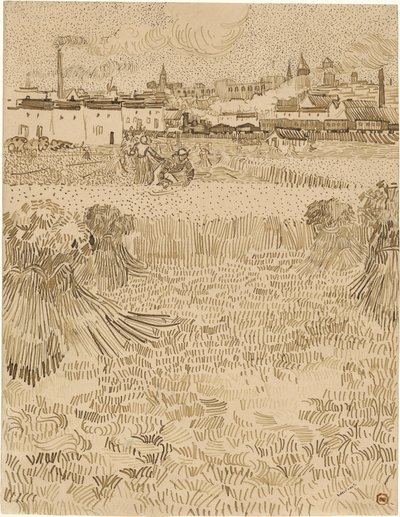 Arles. Kilátás a búzamezőkről (1888) alkotó: Vincent van Gogh