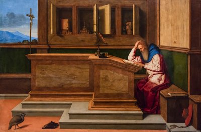 Szent Jeromos a dolgozószobájában, 1515-1520 körül (vegyes technika, nyárfa) alkotó: Vincenzo di Biagio Catena