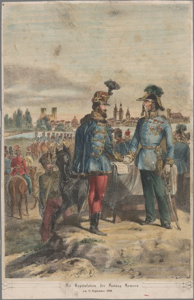 Klapka György tábornok átadja a komáromi várat Jacob Julius von Haynau tábornagynak 1849. október 2-án. alkotó: Vinzenz Katzler