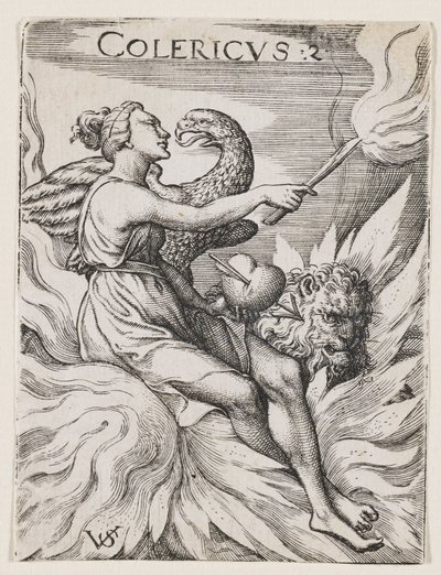 Kolerikus temperamentum, 1530-62 körül (metszet) alkotó: Virgilius the elder Solis