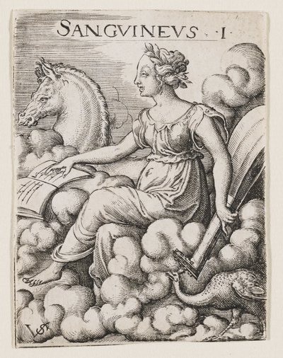 Szangvinikus temperamentum, 1530-62 körül (metszet) alkotó: Virgilius the elder Solis