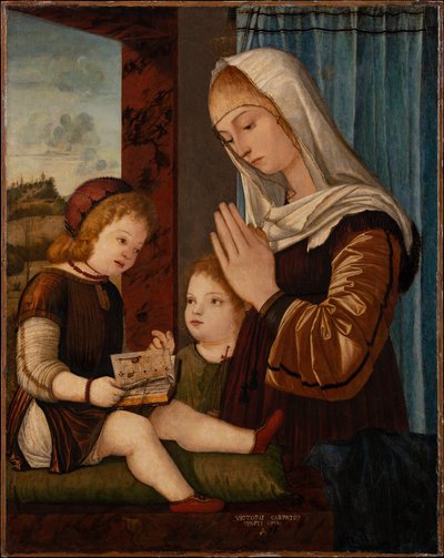 Madonna és a Gyermek, a kis Szent János társaságában alkotó: Vittore Carpaccio
