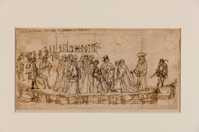 Conan angol herceg búcsút vesz apjától (toll és tinta krétával a papíron) (recto of 5933931) alkotó: Vittore Carpaccio
