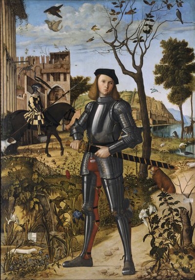 Fiatal lovag tájképben (más néven: Lovagportré) alkotó: Vittore Carpaccio