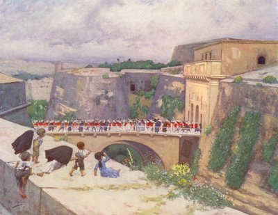 Málta: Royal Gate, Valletta (színes litográfia) alkotó: Vittorio Boron