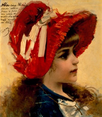 Nini portréja, Vittorio Matteo Corcos (1859-1933), olaj, vászon, 43x37 cm alkotó: Vittorio Matteo Corcos