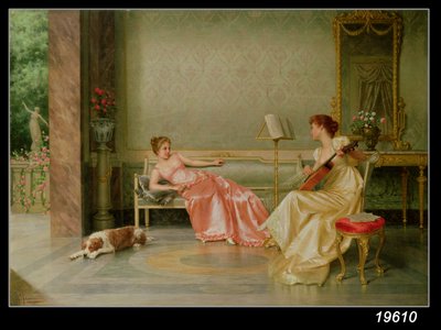 Zenés közjáték (olaj, vászon) alkotó: Vittorio Reggianini