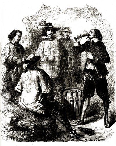Grimaud, egy pohár bort iszik, miután lenyelt egy kompromittáló levelet alkotó: Vivant (after) Beauce