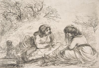 Két nő egy tájban, 18.-19. század eleje., 18.-19. század eleje. alkotó: Vivant Denon