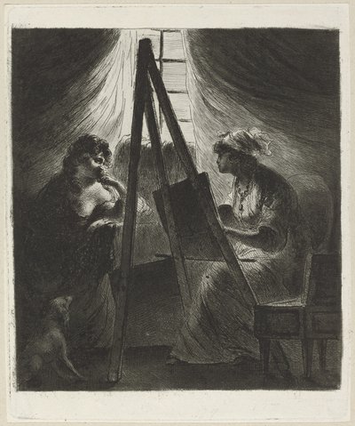 Festőnő a festőállványnál alkotó: Vivant Denon