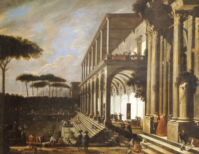 Lakom a Poggioreale-villában, Viviano Codazzi (1604-1670 körül) alkotó: Viviano Codazzi