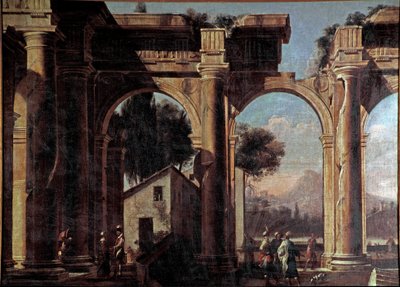 Táj romokkal Viviano Codazzi (1604-1670) festménye 17. század Méret 100x132 cm Velence, Museo Correr, n 1037 alkotó: Viviano Codazzi