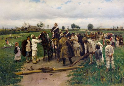 Váltságdíj fizetése a menyasszonyért. Vlagyimir Makovszkij festménye – Váltságdíj fizetése a menyasszonyért – Vlagyimir Jegorovics Makovszkij (1846-1920). olajfestmény alkotó: Vladimir Egorovic Makovsky